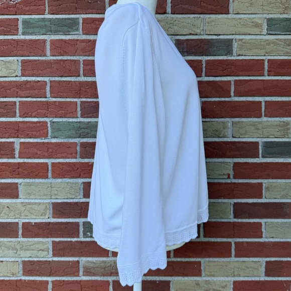CJ Banks Scalloped Edge Eyelet White No Close Cardigan Sweater ⛄️ - Picture 5 of 12